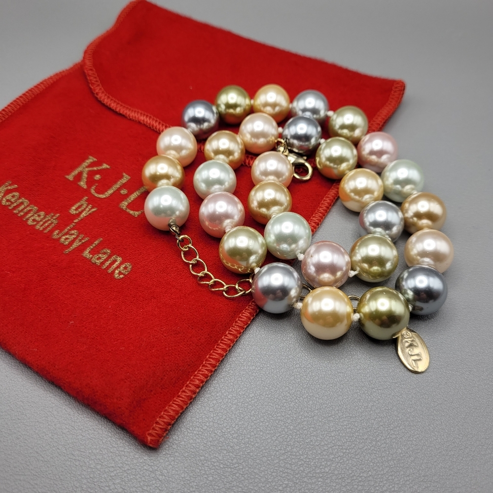 KJL Pastel Faux Pearl Necklace Chunky